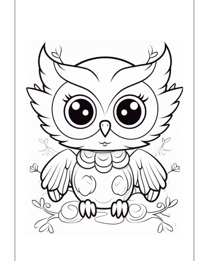 Sowa kawaii - darmowa kolorowanka PDF A4 do druku
