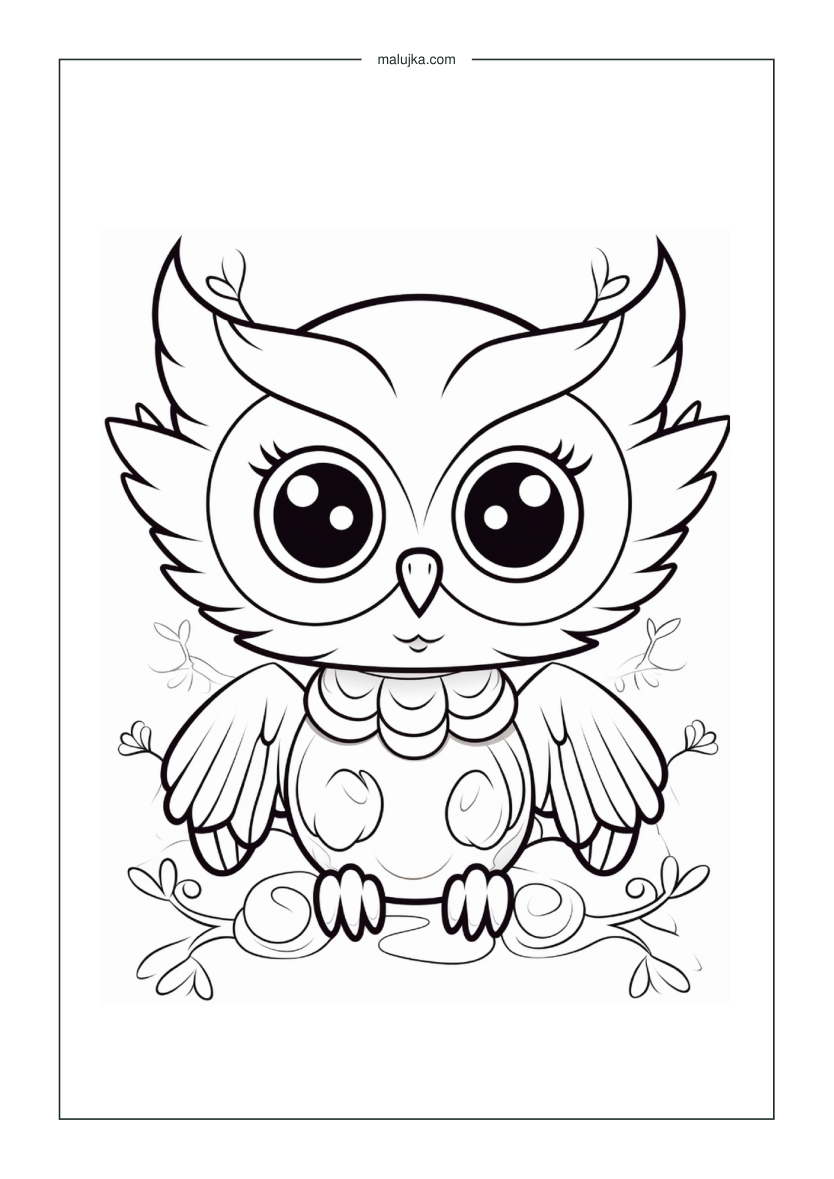 Sowa kawaii - darmowa kolorowanka PDF A4 do druku