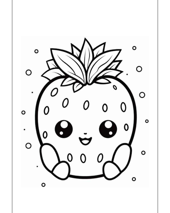 Słodka truskawka kawaii - darmowa kolorowanka PDF A4 do druku