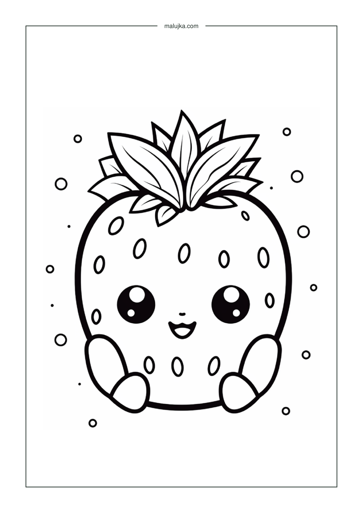 Słodka truskawka kawaii - darmowa kolorowanka PDF A4 do druku